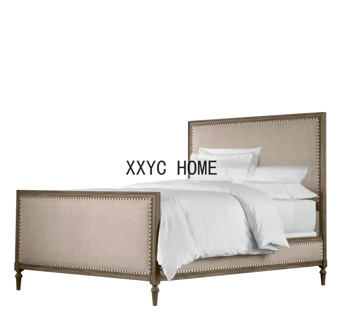 American Retro Distressed Carved 1.5*1.8 M Double Bed Single Children's Bed