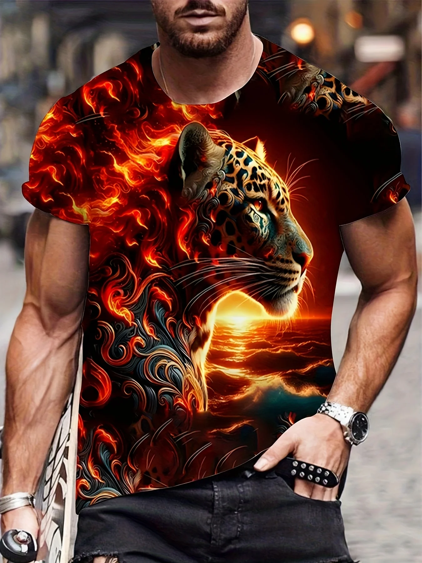 

Lion Graphic T Shirt 3D Printed T-Shirt Man Designer Clothes Short Sleeve Tops Fashion Crew Neck Men's T-Shirt Harajuku Clothing