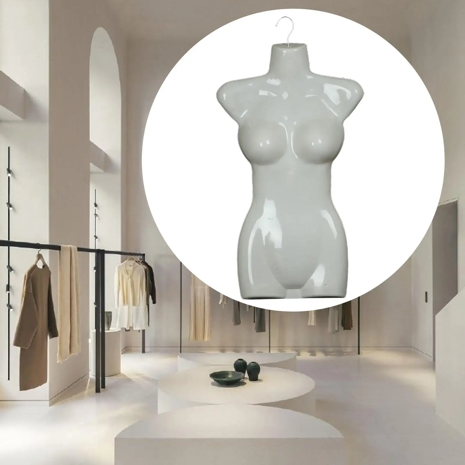 Hanging Women Mannequin Half Body Torso Dress Form for Clothes Shops Malls