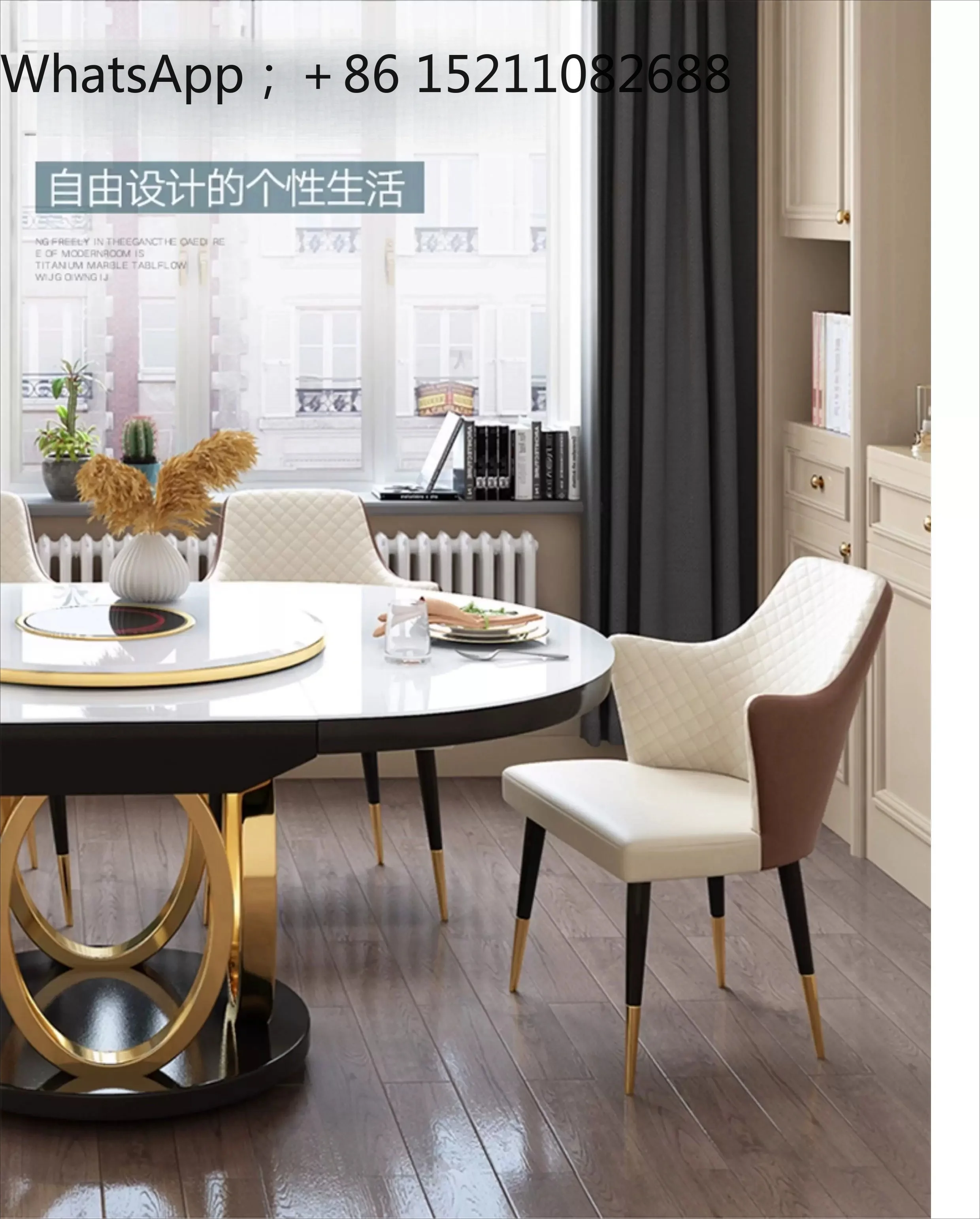 SCY light luxury folding dining table tempered glass with turntable multi-functional telescopic induction cooker dining table