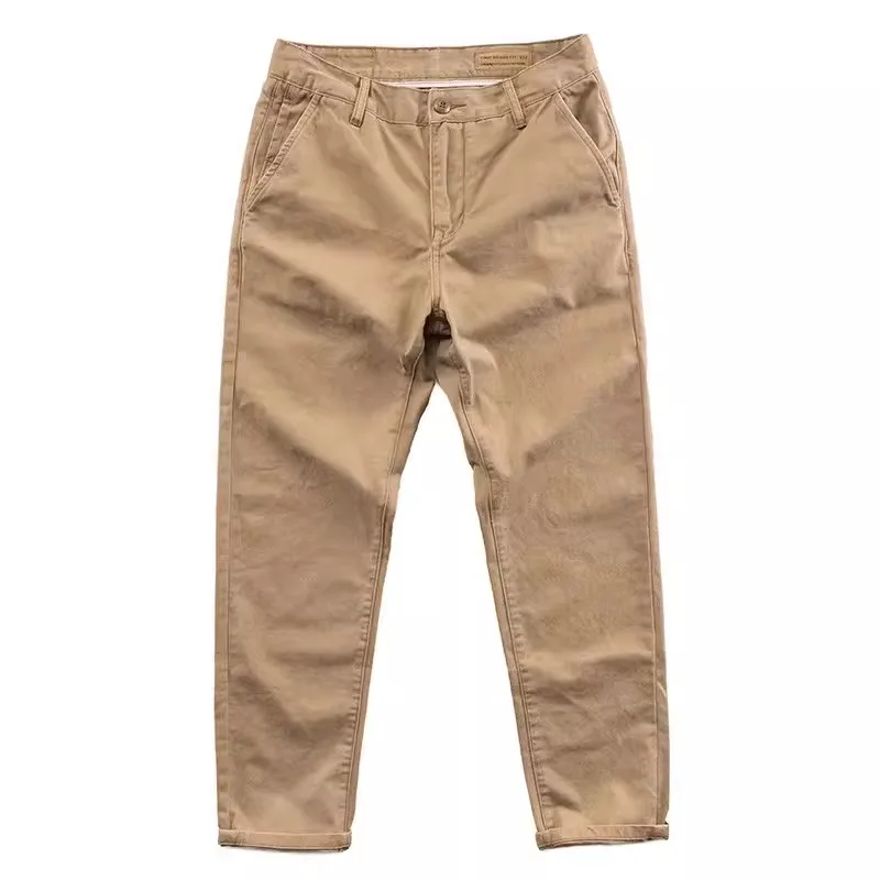 Mens Casual Cotton Work Trousers Anti-Tear Wear-Resistant Straight Leg Loose Fit Spring Autumn Vintage Sle Long Pants