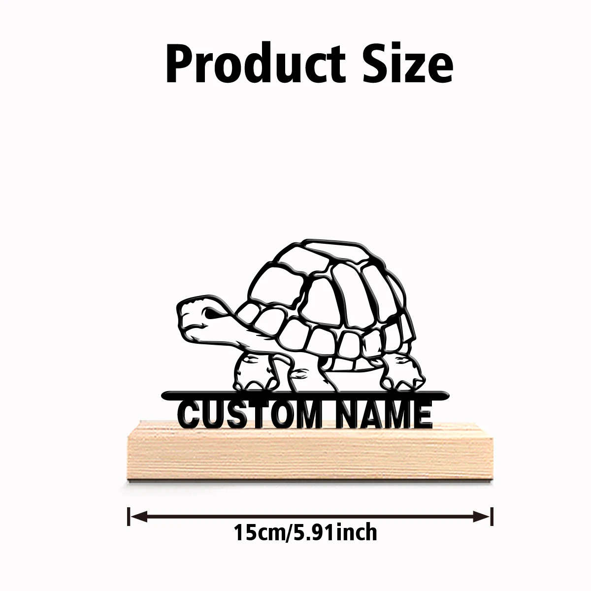 A luxurious black custom-made item Sea turtle Metal Sculpture Solid Wood Base Home Decor Symbolic desktop decoration, gift, mal - view 2