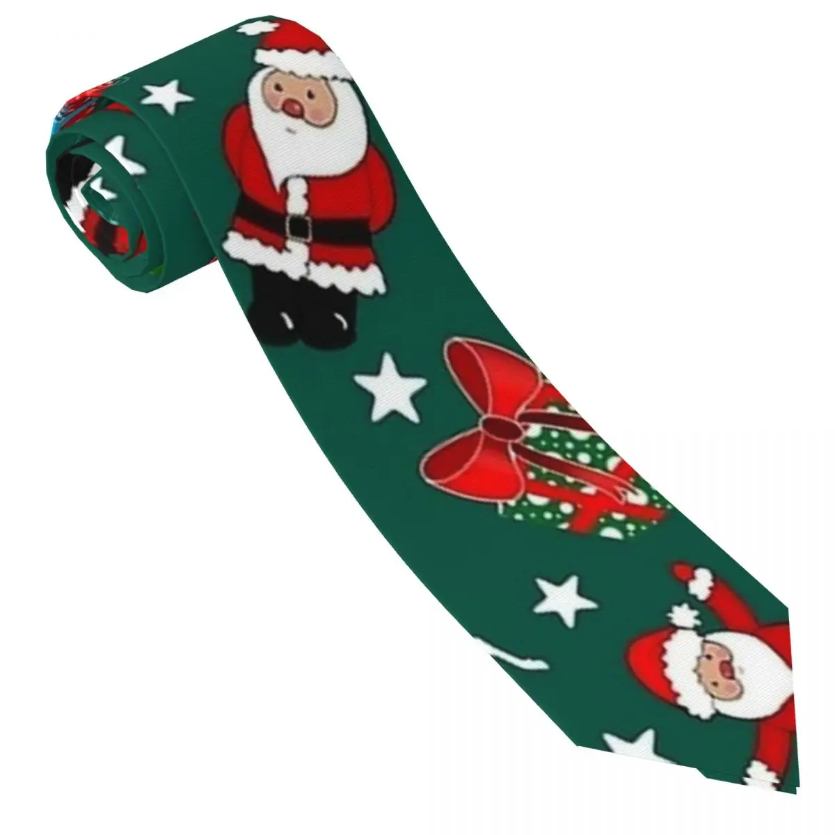 Christmas Santa Pattern Green Tie Novelty Casual Neck Ties For Male Leisure Quality Collar Tie Graphic Necktie Accessories