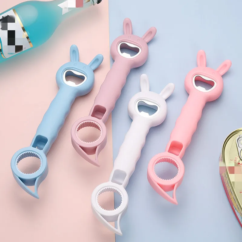 Rabbit Can Opener Kitchen Tools Multi-purpose 4-in-1 Bottle Opener Beer Drink Can Cap Opener Plastic Opener Cap Twister