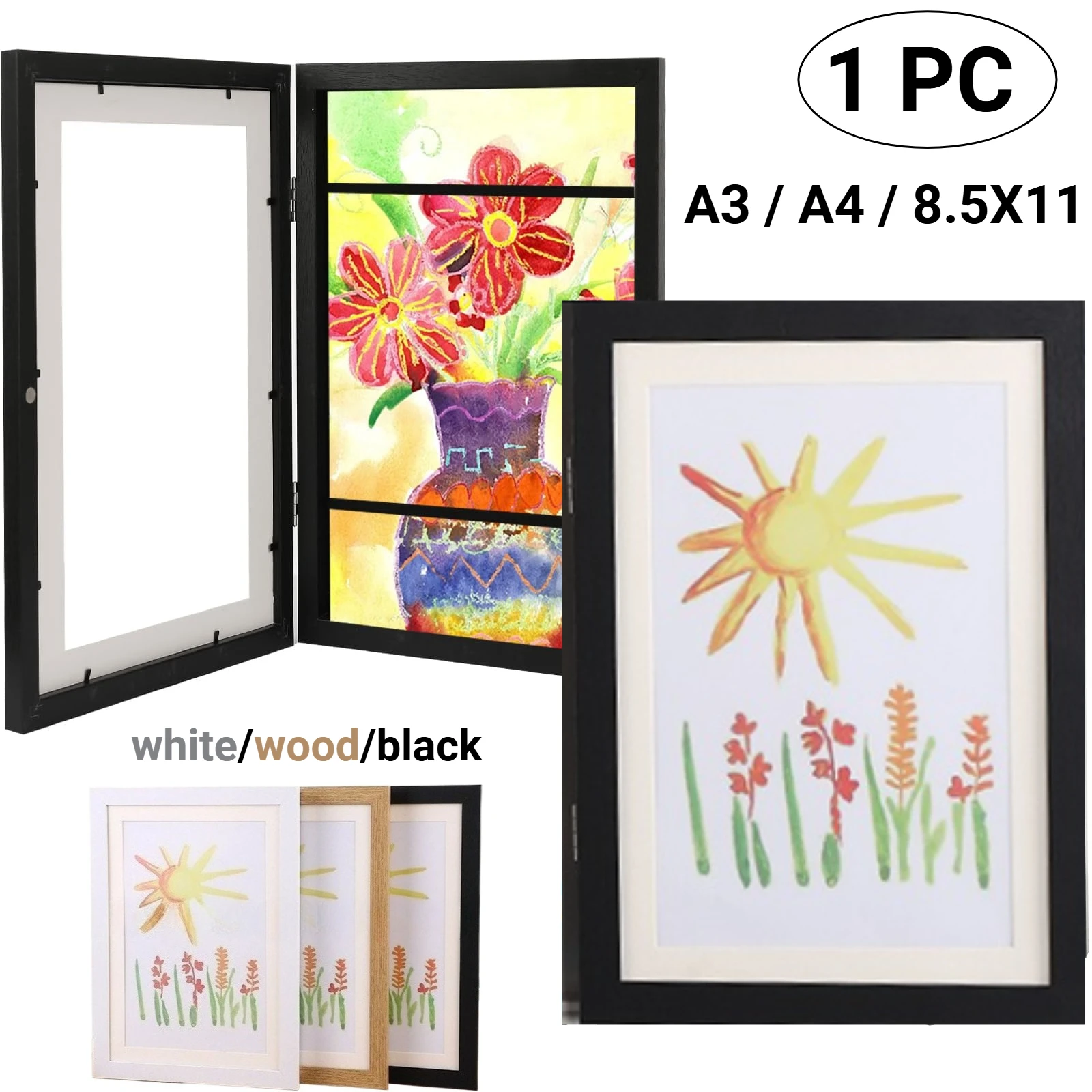 1PC A3/A4/8.5X11 Kids Artwork Frames Front Opening Changeable  Art Storage Frame Display