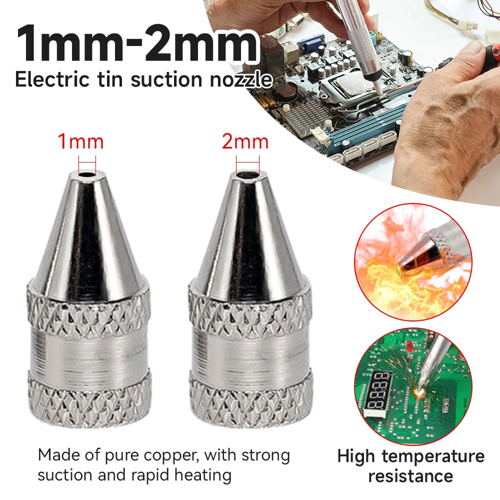 

10Pcs/Set 1mm/2mm Nozzle Iron Tips Electric Tin Suction Device Replacement Core For Solder Suction Heating Element Welding Tool