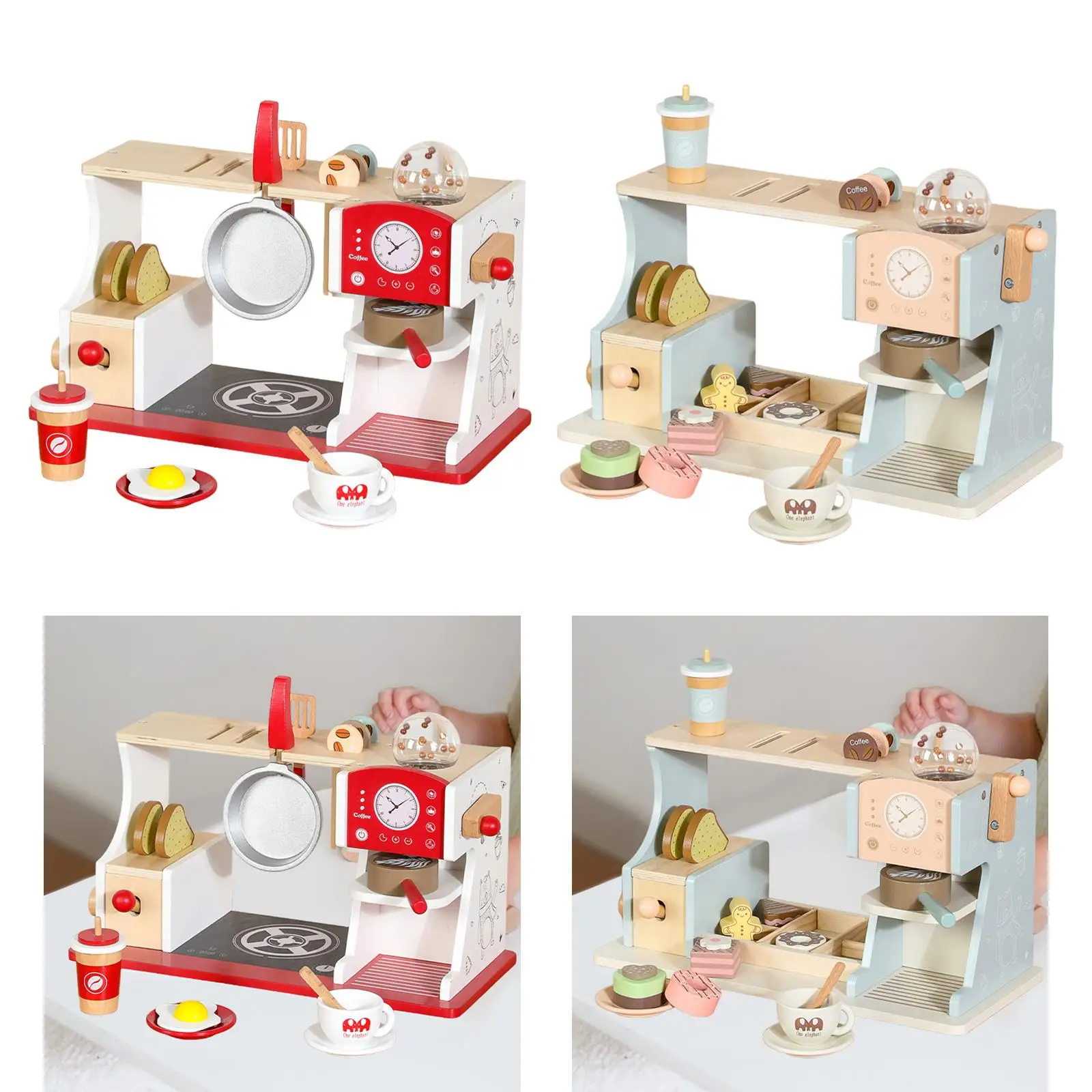 

Wooden Coffee Maker Set,Espresso Machine Playset,Educational Role Play, Pretend Play,Kitchen Accessory for