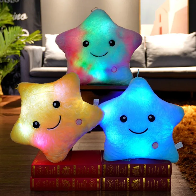 Glowing star Throw pillow Colorful five-pointed star decoration plush toy Lucky star cushion office chair cute throw pillow