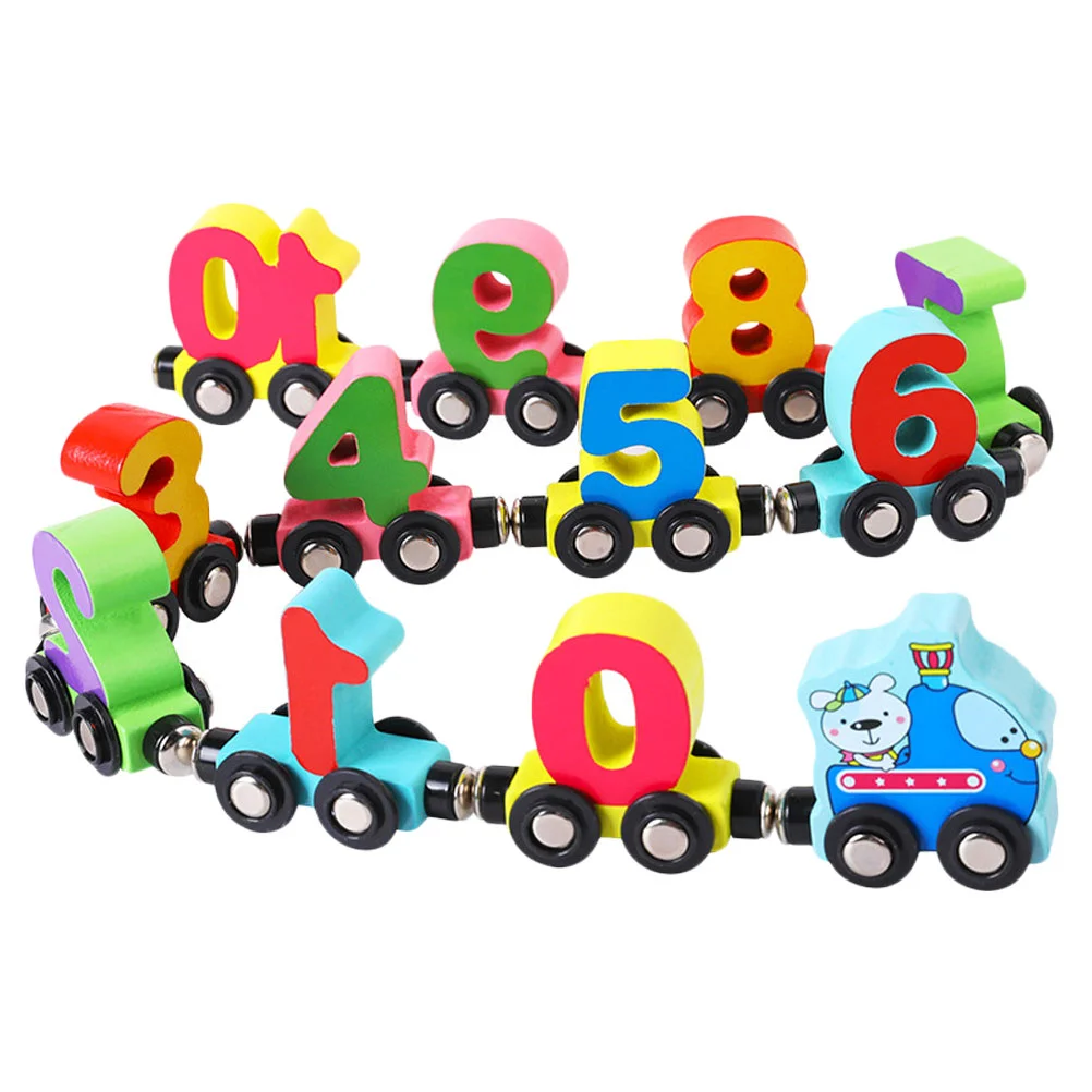 Wooden Magnetic Train Toy Children’s Toys Force Number Early Education Supply Colorful Learning