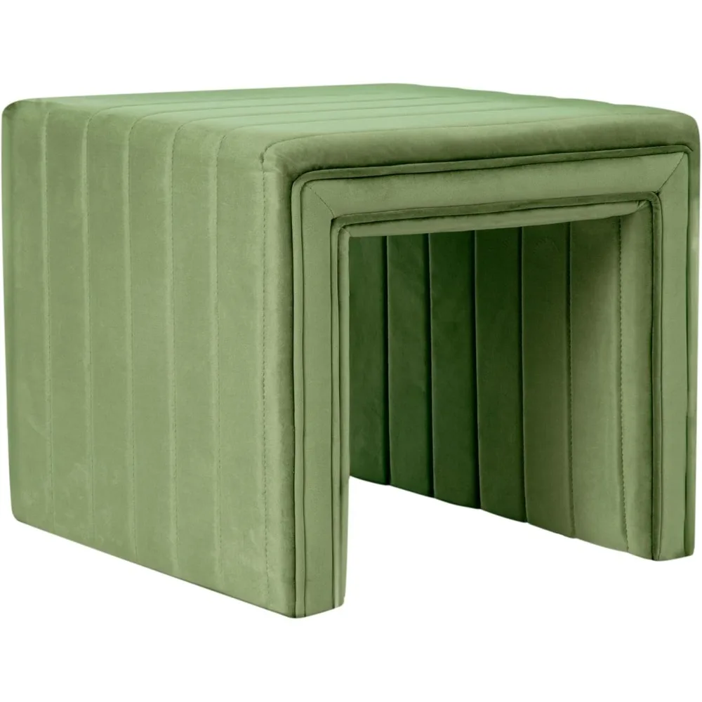 مسند قدم عثماني مخملي معنقدة حديث - مقعد مخملي أخضر لديكور غرفة المعيشة وغرفة النوم #6