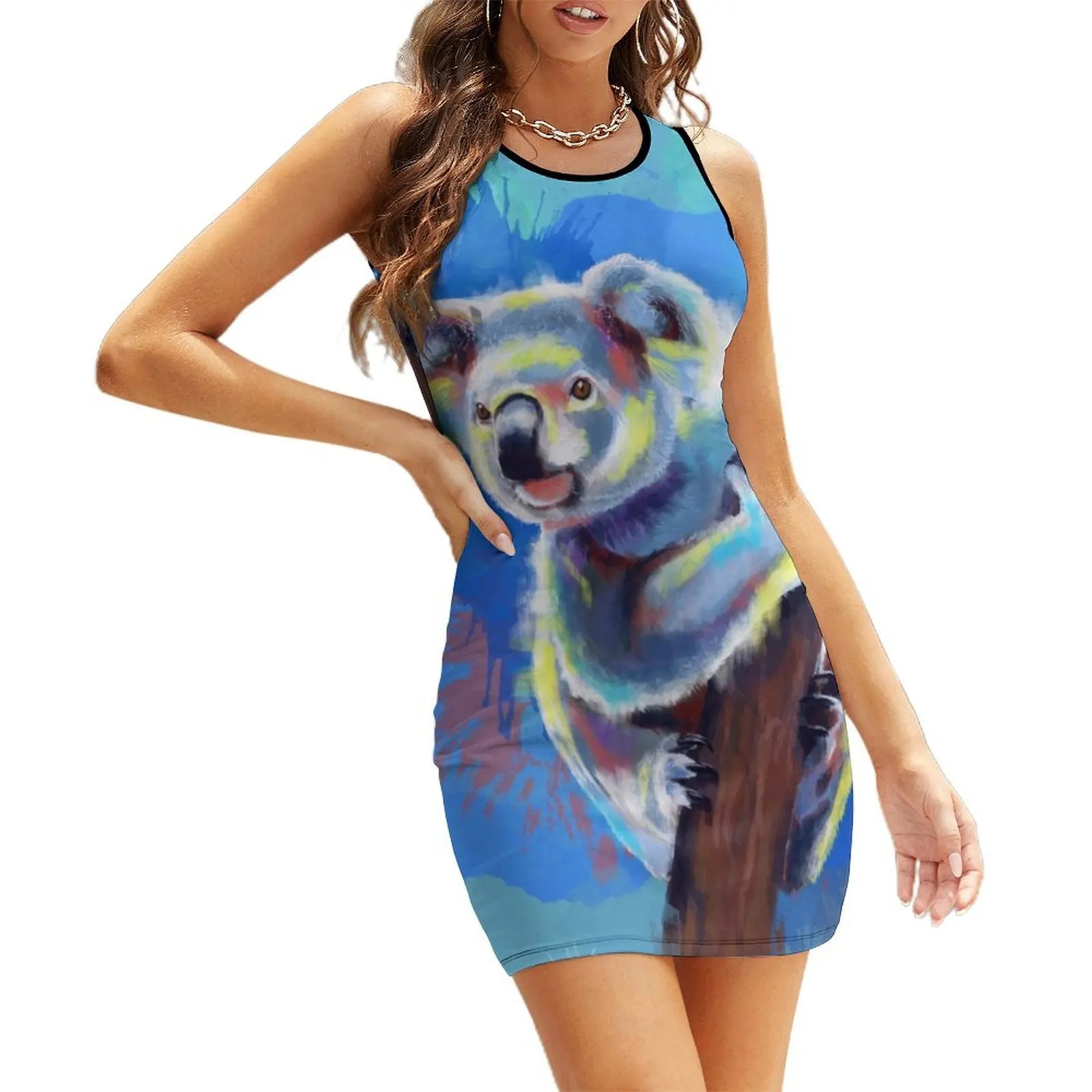 

Koala Bear - koala illustration, colorful animal Sleeveless Sundress summer women's suit Summer dresses for women Dance dresses