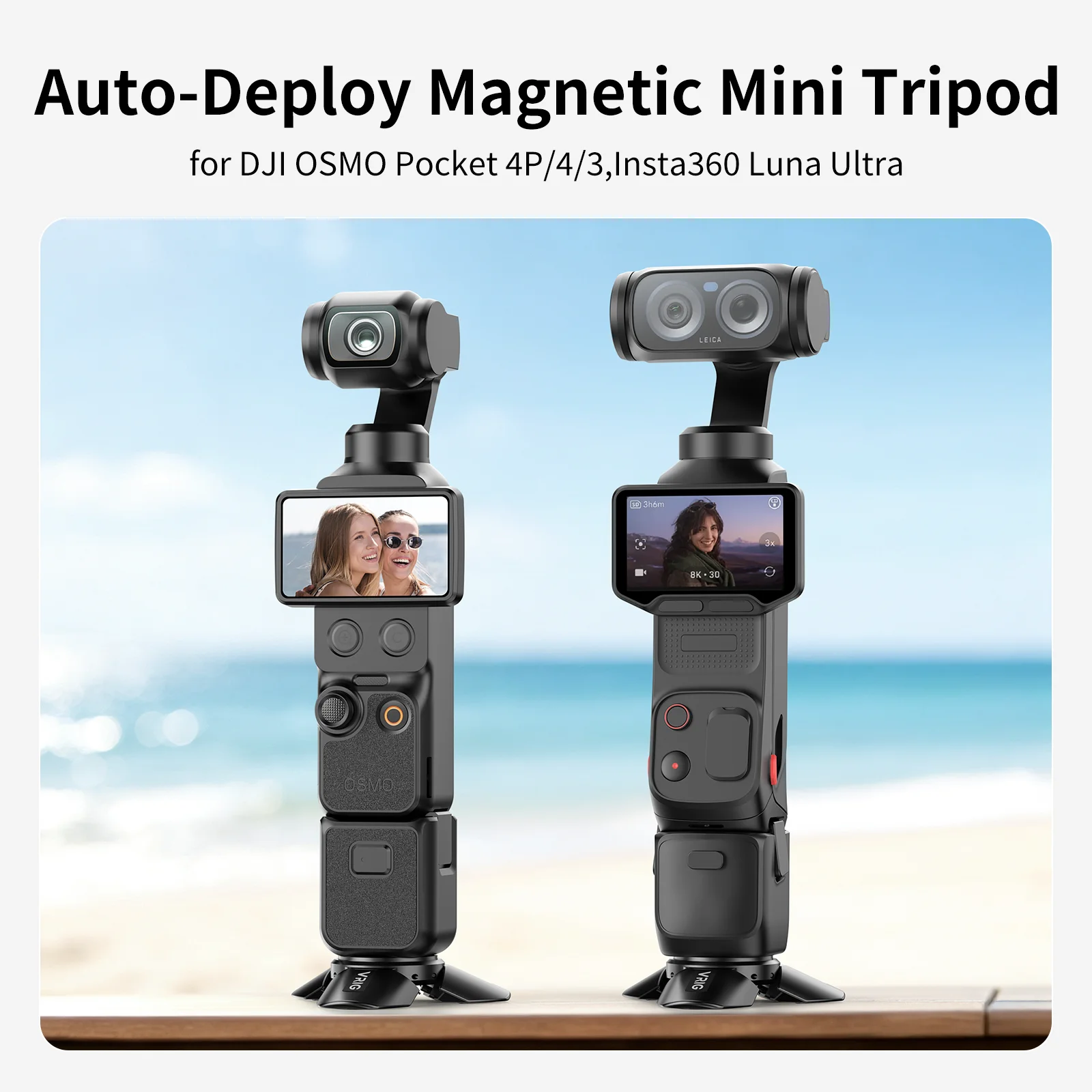 VRIG Magnetic Tripod Auto-Deploy Portable Anti-Slip 1/4