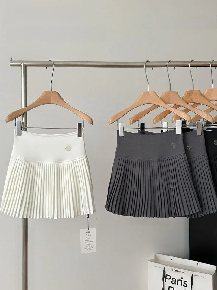 Jupe trapèze plissée taille haute pour femmes, flatteur, assortie avec tout, empêche l'exposition, fermeture éclair latérale, nouvel arrivage été 2025