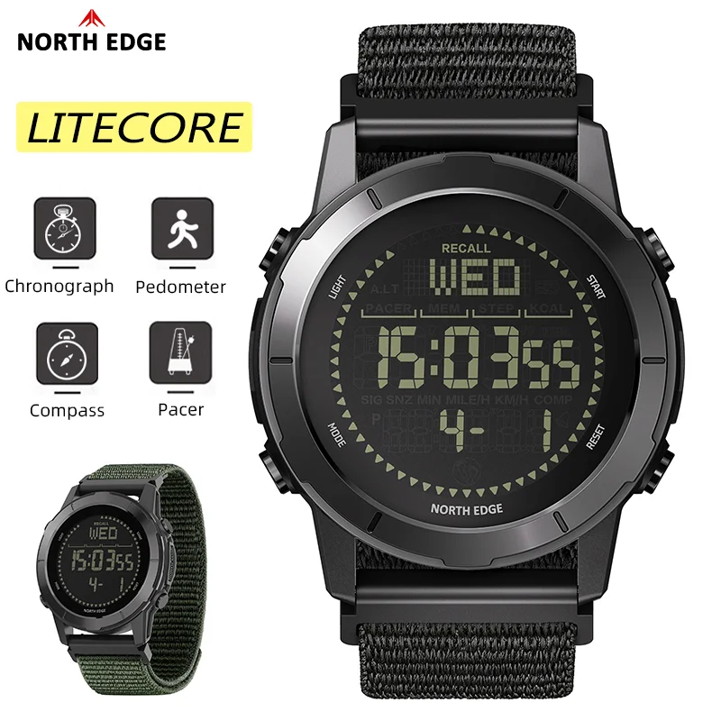 NORTH EDGE LITECORE Men\'s Digital Watch Women Sportswatch Super Light