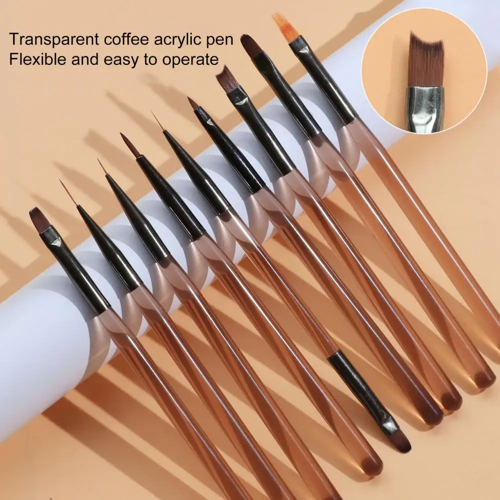 

9Pcs Nail Art Brush Acrylic Handle Multifunctional Painting Pen Professional Carving Accessories Nail Salon Nail Liner Pens