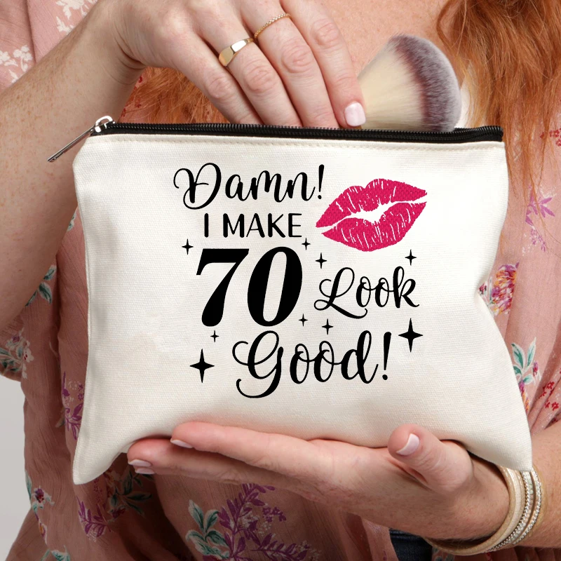 Damn I Make-Bolsa de maquillaje para mujer, bolsa de maquillaje para mujer, regalo para abuela, lápiz labial de viaje, almacenamiento de cosméticos, monedero de compras, monedero