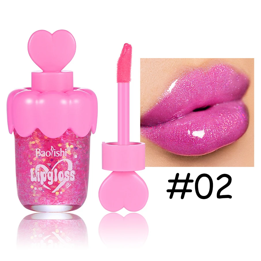 カラーチェンジグリッターリキッドリップスティックミラー保湿スパークルリップグロスメイクアップ透明ウォーターリップグレイズメイクアップコスメティクス