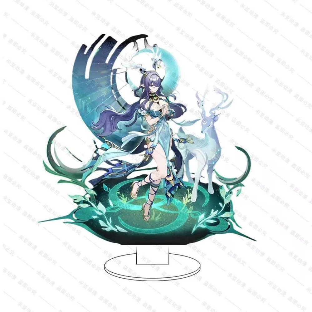 แผ่นอะคริลิคตั้งโชว์รูปตัวละครจากเกม Genshin Impact ลาอูมา ไอโนะ คิริลล์ ชูโดมิโรวิช ฟลินส์ สำหรับคอสเพลย์ ตกแต่งโต๊ะทำงาน