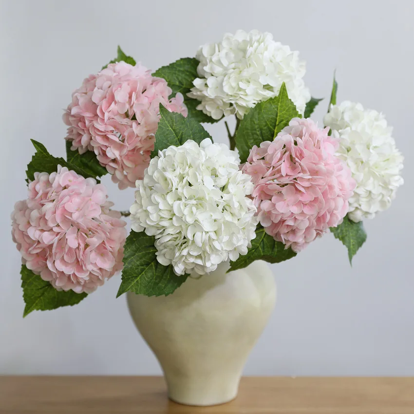 Hortensia artificielle en Latex au toucher réel, 4 pièces, Bouquet de mariée, Arrangement Floral de mariage, décoration de salle de maison, faux hortensia