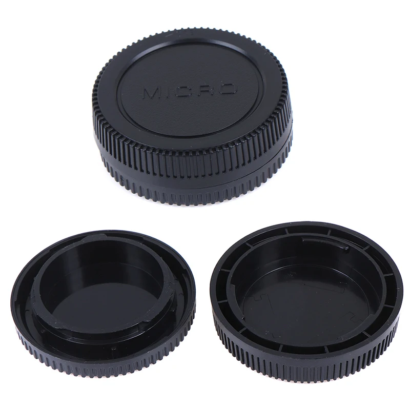 Black Body+Rear Lens Cap Cover For Olympus M4/3 Camera Protective Accessory