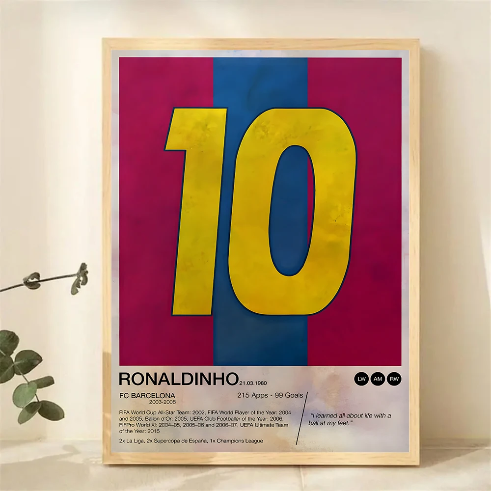 Retro Famous Football Player Jersey Numbers Poster Picture Canvas Painting Soccer Sport Wall Art Home Decor Print Living Room