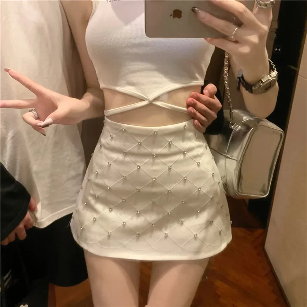 Sexy Fashion Ladies Wrap Hip Mini Skirt Chic Rhinestone Women Skirts Elegant Summer New High Waist Slim Skirts Clubwear L659