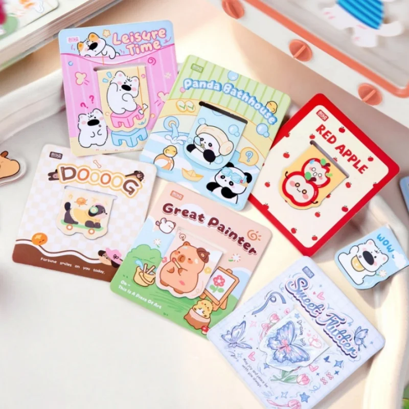 72pcs/lot Kawaii Panda Capybara Animal Magnetic Bookmark Cute Book Mark For Books School Office Supplies Stationery Gift