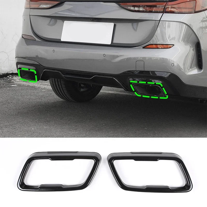 

2pcs Black Stainless Steel Car Exhaust Pipe Cover Trim For BMW 2 Series F44 2020-2023 Car Accessories