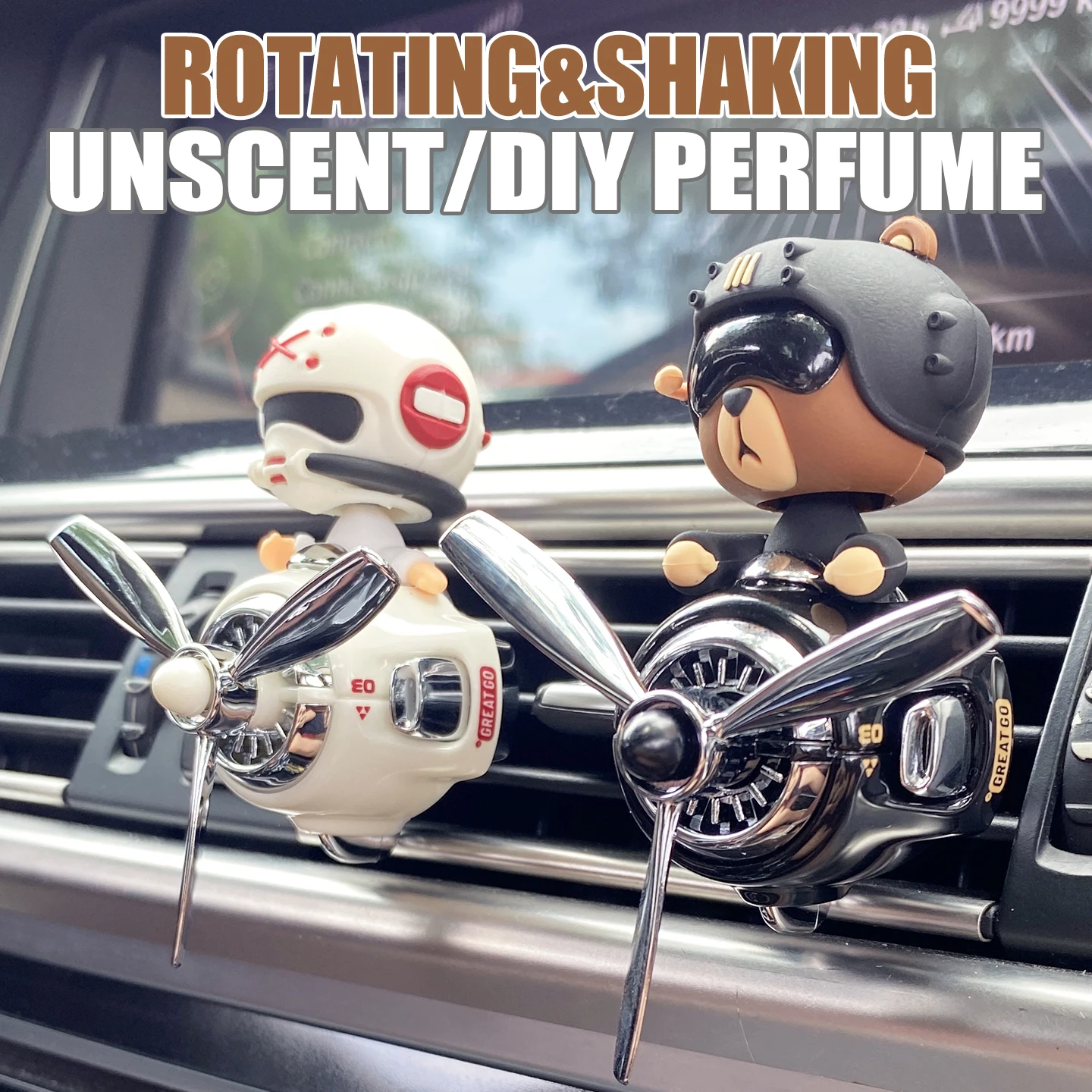 

No perfume DIY fragrance diffuser pilot head shake dog car air fresheners vent clip ornament decoration accessories rotate plane