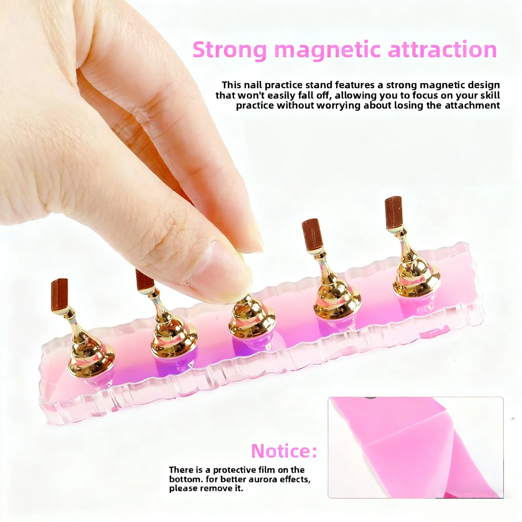 1/2 pièces Aurora fantaisie support à ongles acrylique Nail Art présentoir magnétique ongles conseils support de pratique pour peinture à la main ongles support