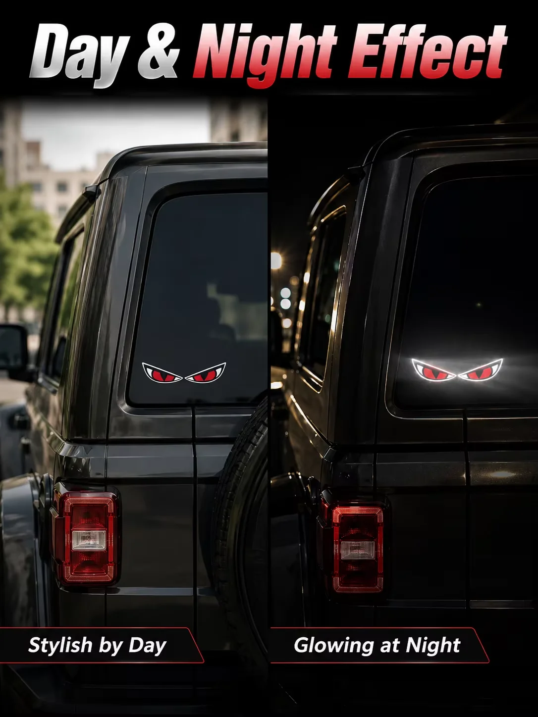Reflective Demon Eye Car Sticker High Visibility Night Glow Decal Auto Rear Window Decoration Cool Vehicle Exterior Accessories