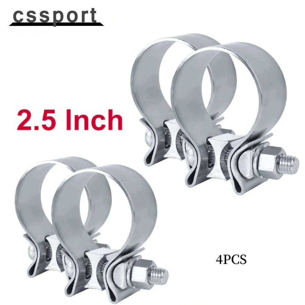 

Серебристые узкие хомуты для выхлопных труб из нержавеющей стали T409, 4 шт., 2,5 дюйма, уплотнительные хомуты для глушителей и каталитических нейтрализаторов