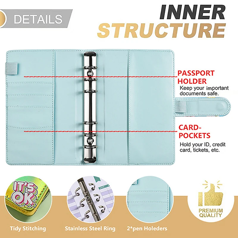 Imagem -03 - Cute Laser Money Budget Planner Binder com Zipper Pouch e Labels Envelopes de Dinheiro Organizador de Dinheiro Removível a6