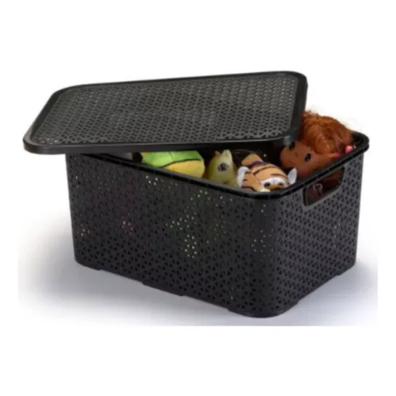 With 4 Organizing Boxes Rattan Large Cover  Boxes, Boxes and Baskets Decorative Boxes