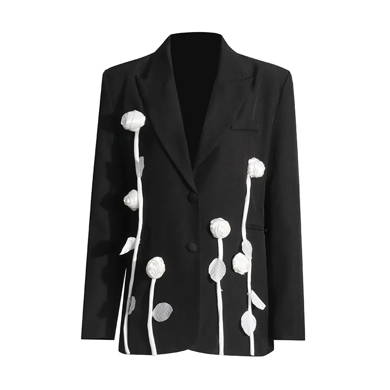 Zoci feminino blazer calças ternos moda sênior sentido flor emenda magro manga longa terno fino casaco senhora do escritório 2025 primavera novo