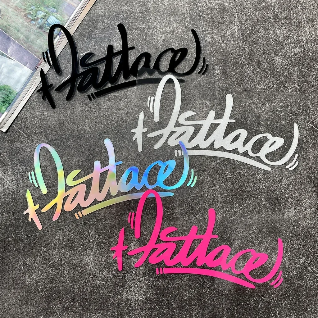 1Pc Art Font Text Waterproof Vinyl Sticker Multi Styles Black White Holographic Pink Car Item Decal