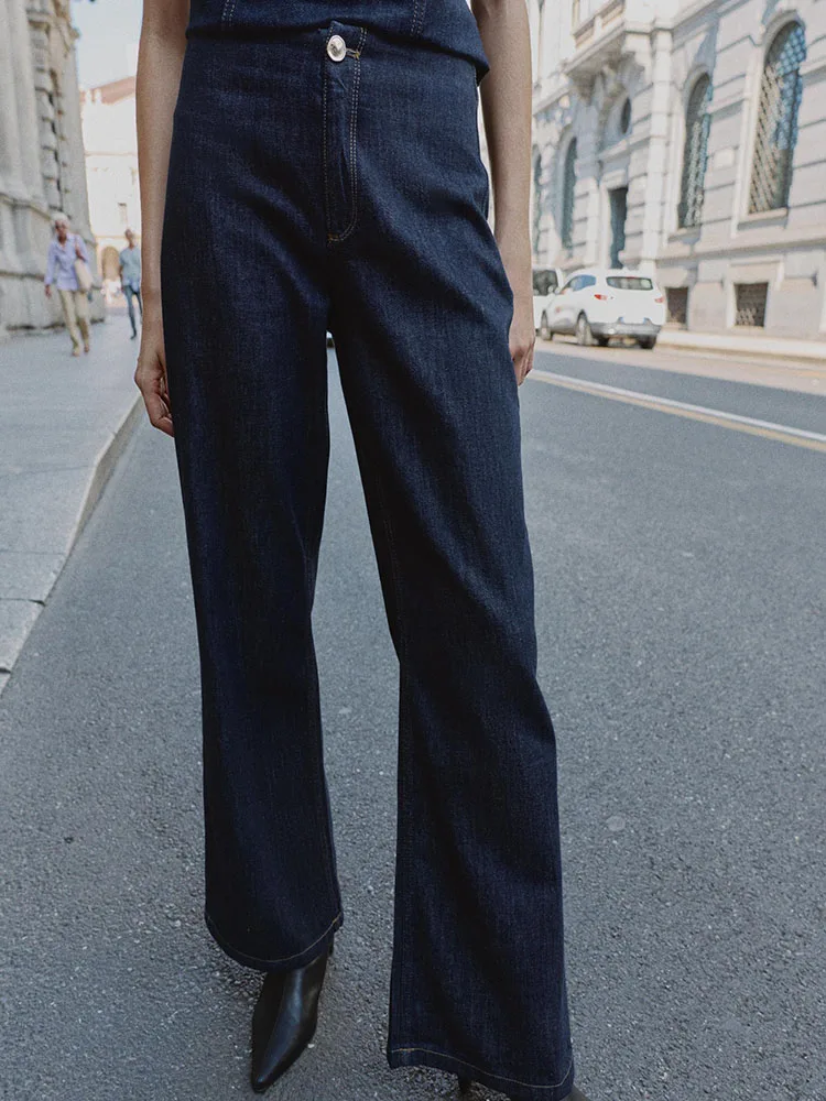 Fall New Arrival Women's Wide Leg Jeans with Belt 748458 407 Denim Pants 748 Ethnic Faion Ladies' Clothing