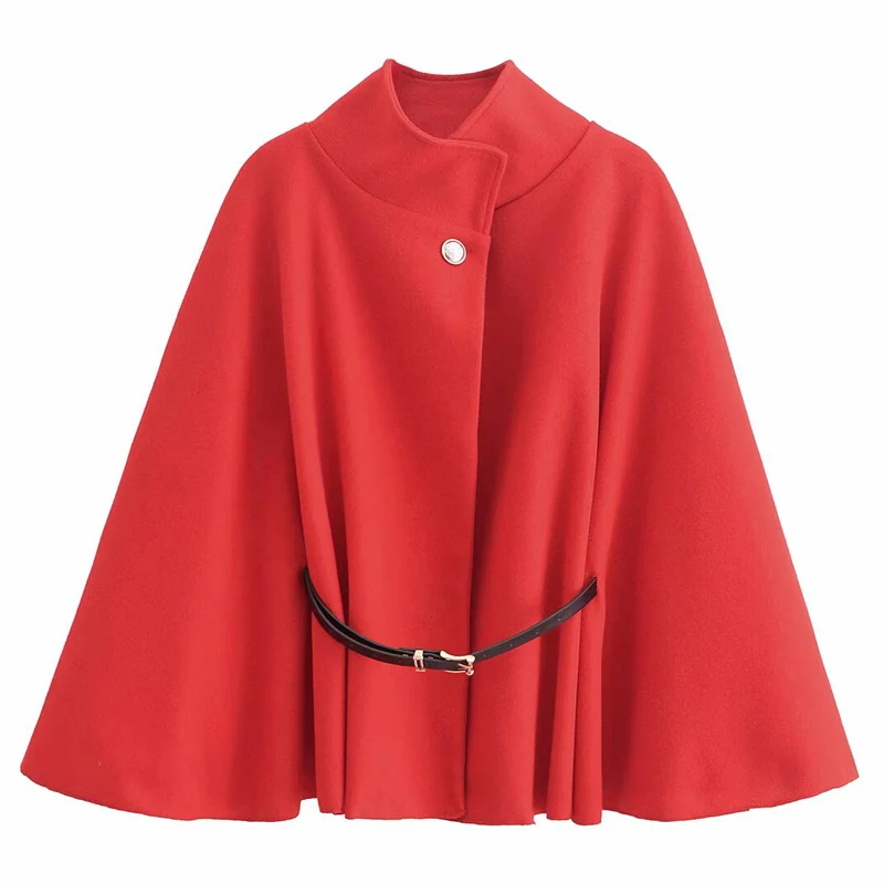2025 New Women's Coats Adjustable Waist Strap Cloak Jacket Streetwear Spring Autumn Batwing Sleeves Elegant Coat For Ladies