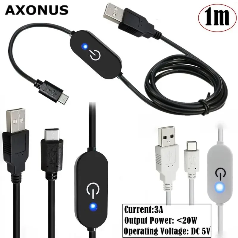 USB Erkek - Tip-C Erkek Dokunmatik Karartma Anahtarı Denetleyicisi, Mavi Gösterge Işığı, Bellek Işık Şeridi, Titreşimsiz 3A