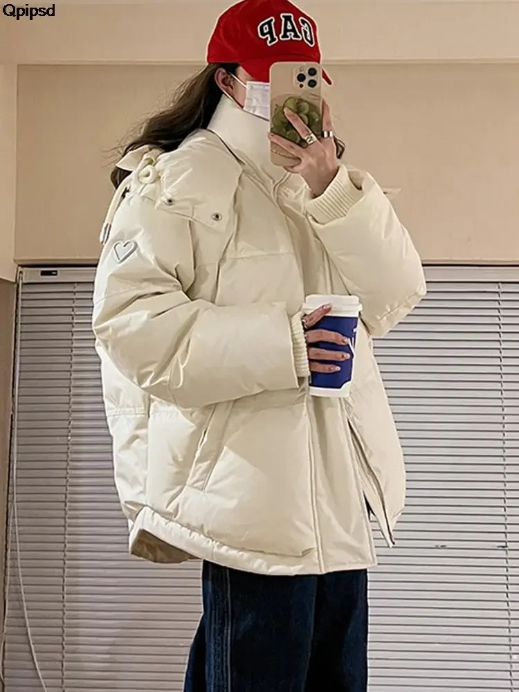 Chaqueta acolchada de invierno para mujer al aire libre abrigo 2025 nuevo Parka gruesa sólida con capucha de algodón impermeable moda coreana hinchada