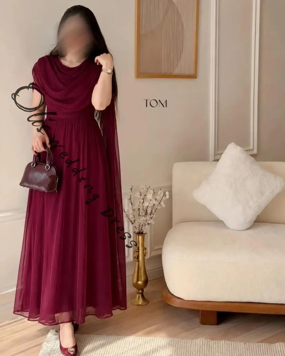 

customized Elegant Sleeveless O-Neck Prom Dresses Pleated Chiffon Ankle Length Party Dresses Evening Dresses