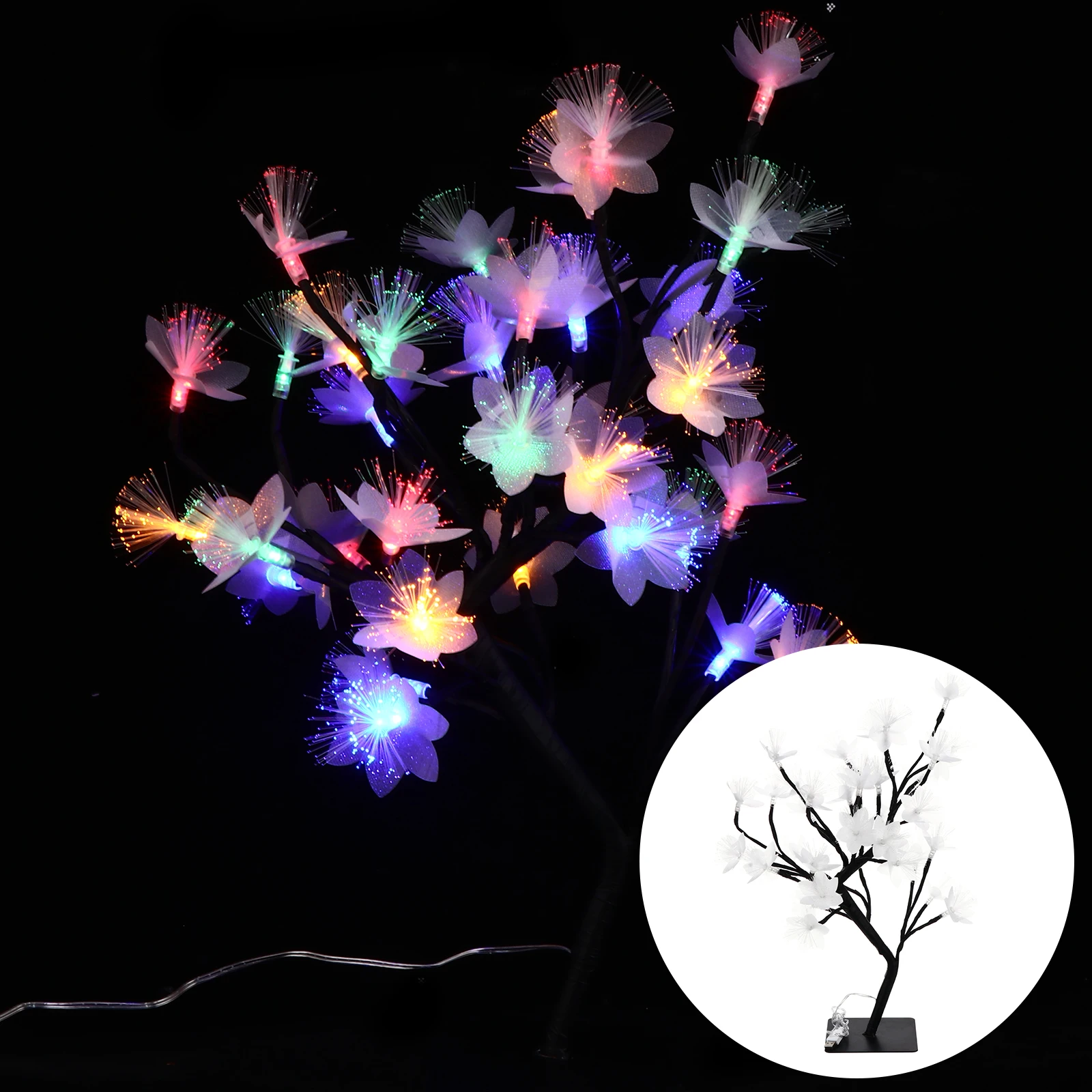 1pc Fiber Optic Flower Tree Light Usb Powered Color Changing Led Desktop Lamp For Bedroom Office Wedding Christmas Decor