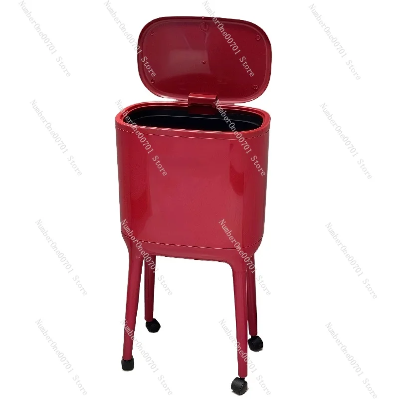 High Kitchen Trash Can Tall Garbage Bin Plastic Dustbin with Legs and Wheels  Large Capacity Wastebasket