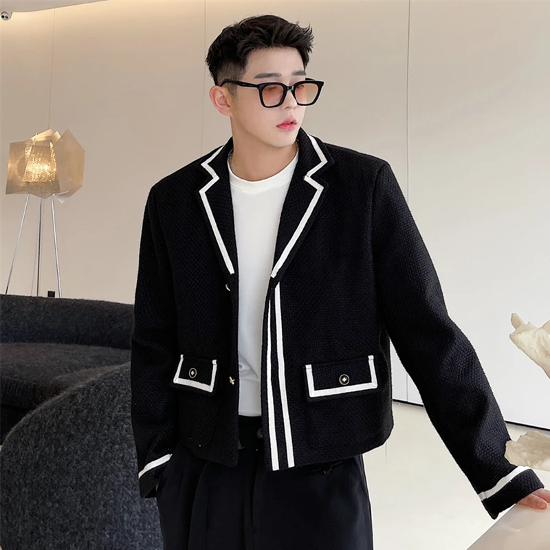 LUZHEN Korean Suit Jackets Short Casual Color Contrast Stripe Versatile Handsome 2025 Spring Classy Temperament Blazer LZ7247