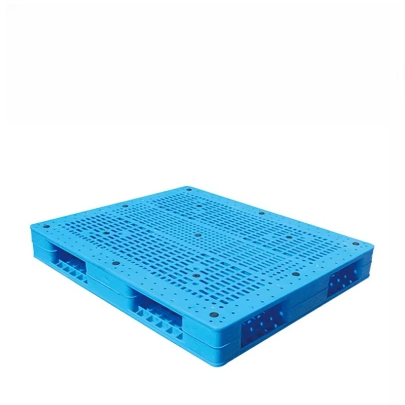 Heavy duty double-sided pallet nine feet blue plastic flat plate warehouse warehousing industrial logistics 4-way entrance