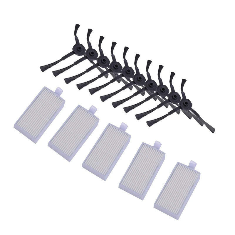 Kit For Panda X500,Gutrend Joy90/Fun 110, Ecovacs Cr120/Cen540 Hepa Filter X 10Pcs + Side Brush X 20