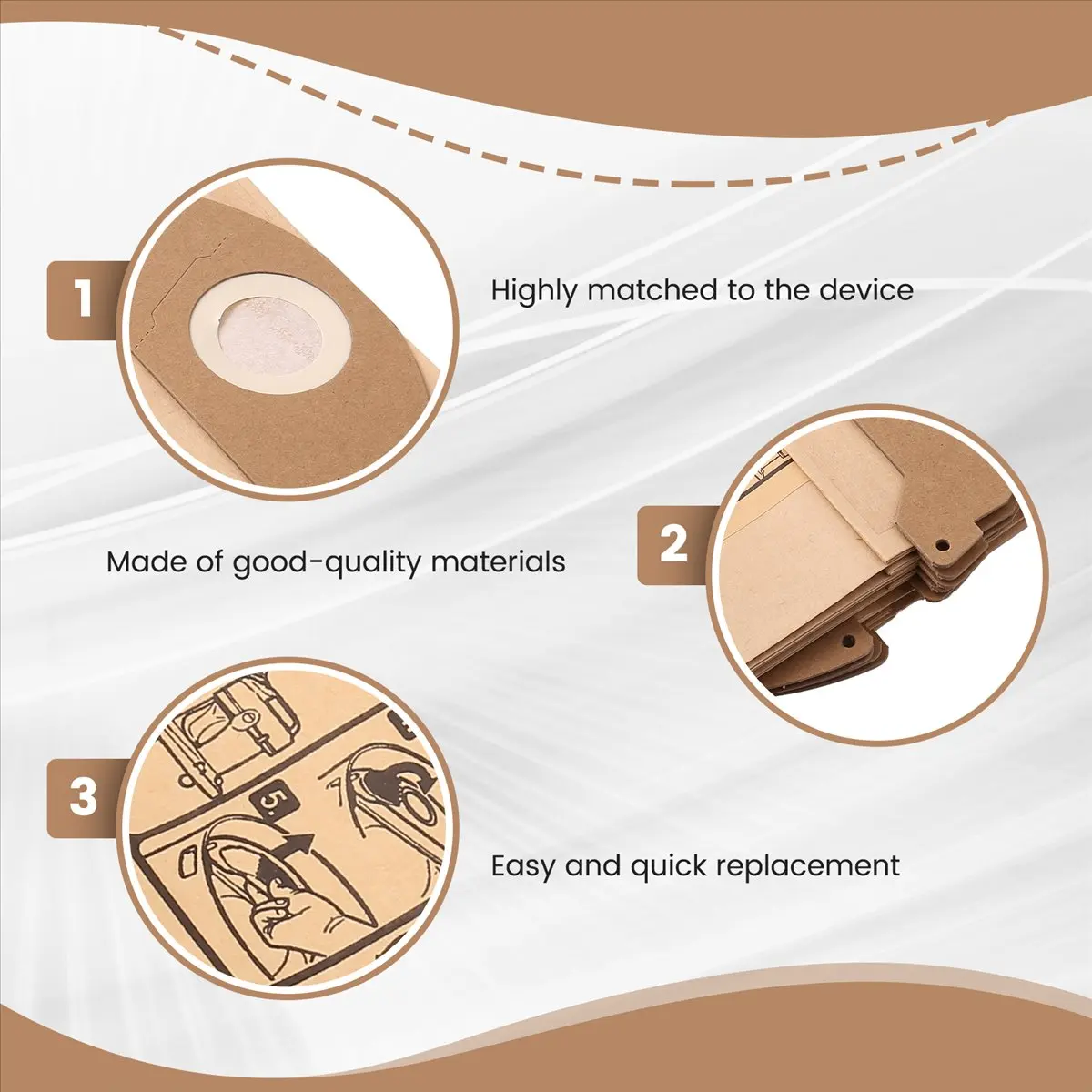 Latest Model,10Pcs Vaccuum Filter Dust Bag Colletion Trash Bag 6.904-322.0 Vacuum Bags for A2004 WD2 Vacuum Cleaner Parts