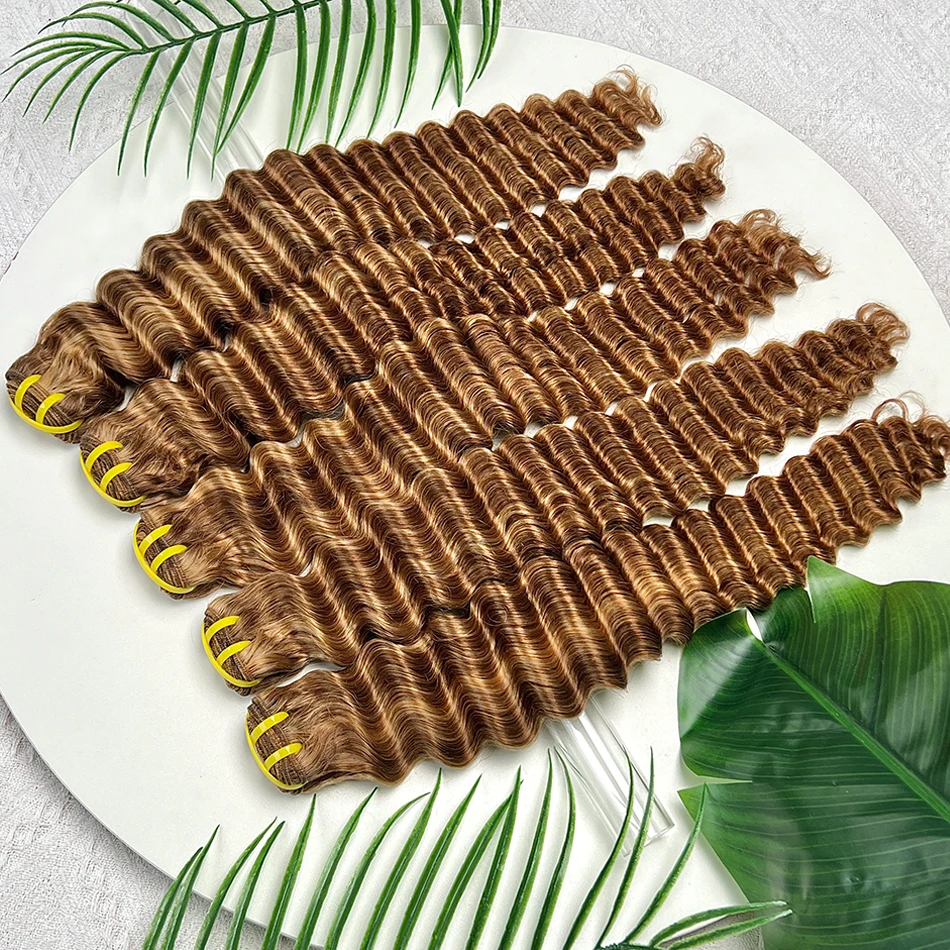 # 4/27 Kleur Diepe Golf Menselijk Haar Bundels Hoogtepunt Dubbele Inslag 16-28 Inch Haar Weave Extensions 1 2 3 4 Bundels Ruw Maagdelijk Haar