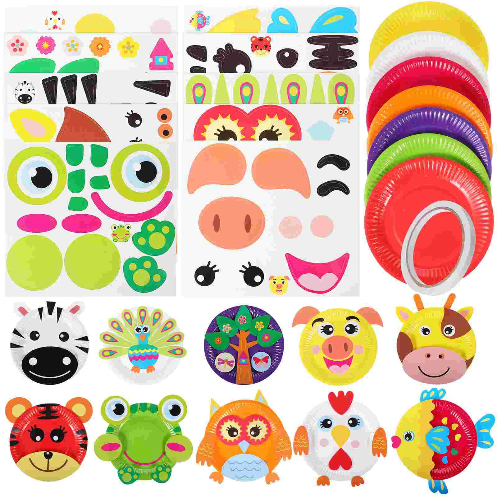 DIY Paper Plate Sticker Painting Animal Kits Kids Toddler Crafts Ages 3-5 Boys 1-3 Projects For 2-3 Stickers Toy