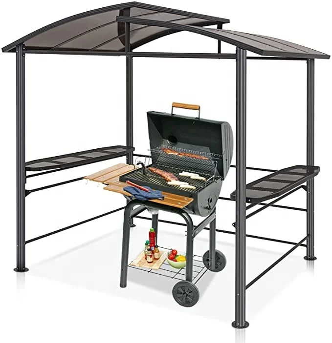 

Outdoor gazebo Garden Park Patio Barbecue Hard top Metal BBQ PC board Grill Gazebo For Backyard